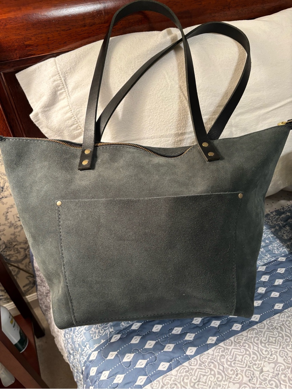 Portland Leather large zip peppercorn tote